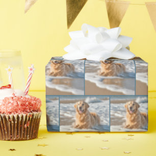 Golden Retriever In Beach Wave Wrapping Paper