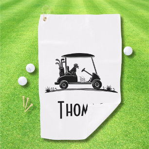 Golden Retriever In Cart Name Golf Towel