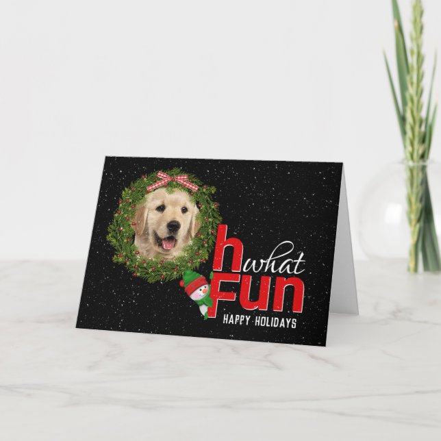 Golden Retriever In Christmas Wreath Card (Front)