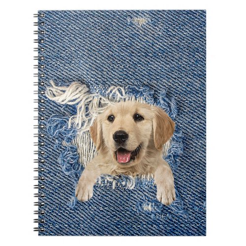 Golden Retriever in Denim Hole Notebook