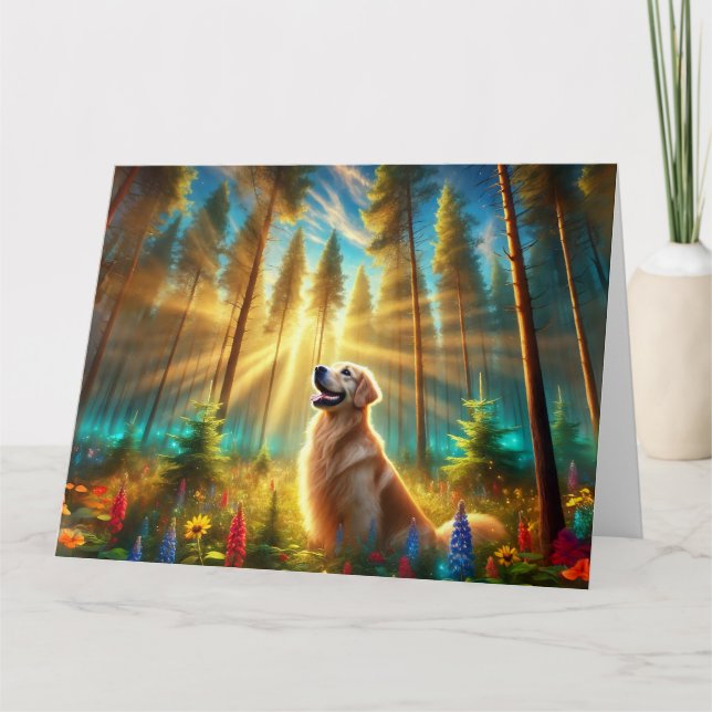 Golden Retriever in Enchanted Forest Card (Front)