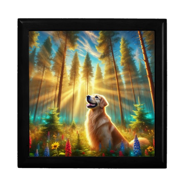 Golden Retriever in Enchanted Forest Gift Box (Front)