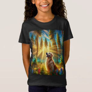 Golden Retriever in Enchanted Forest T-Shirt