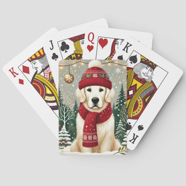 Golden Retriever in Festive Sweater - Cozy Christm Poker Cards (Back)
