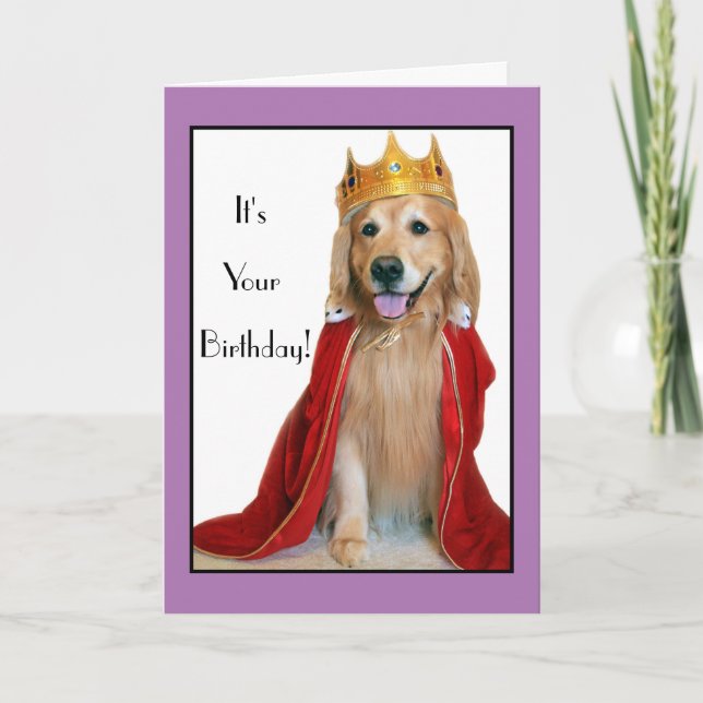 Golden Retriever in King Costume Birthday Card (Front)