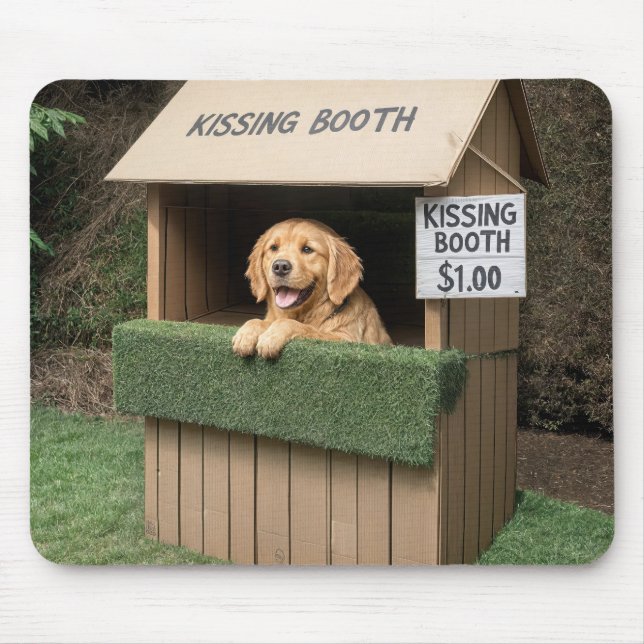 Golden Retriever In Kissing Booth Mouse Pad (Front)