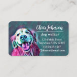 Golden Retriever in Neon Colors Dog Walker Business Card