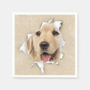 Golden Retriever in Paper Hole Napkins