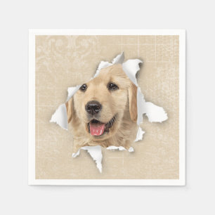 Golden Retriever in Paper Hole Napkins