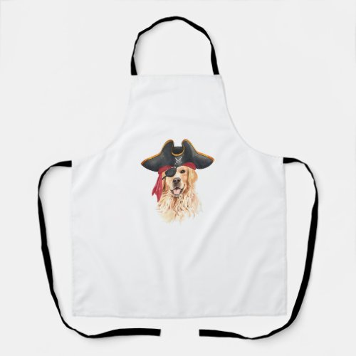 Golden Retriever In Pirate Costume Dog Lovers T_Sh Apron