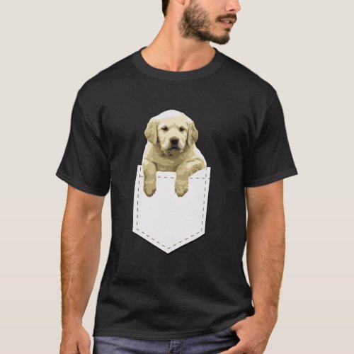 Golden Retriever In Pocket T Shirt Puppy Dog In Yo