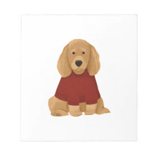 Golden Retriever in Red Sweater Notepad