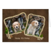 Golden Retriever in rope frame for birthday (Front Horizontal)