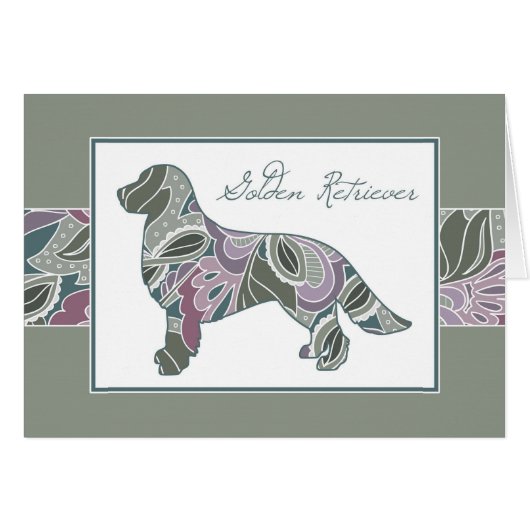 Golden Retriever in Sage Blush Garden Pattern, Cards (Front Horizontal)