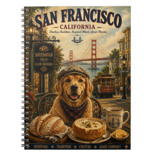Golden Retriever in San Francisco Vintage Travel Notebook