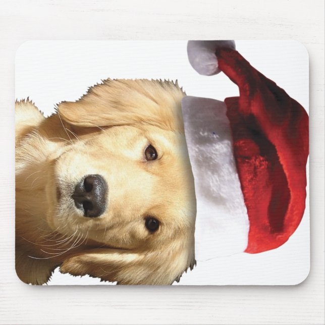 Golden Retriever In Santa Hat Mouse Pad (Front)