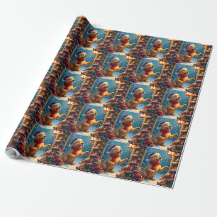 Golden Retriever in Santa’s Workshop Christmas Wrapping Paper