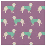 Golden Retriever in scrubs purple pattern Fabric