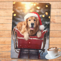 Golden Retriever in Sleigh 2 Decoupage Paper