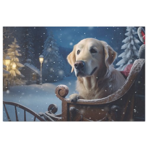 Golden Retriever in Sleigh 3 Decoupage Paper