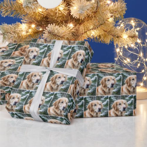 Golden Retriever In Snowflakes Wrapping Paper