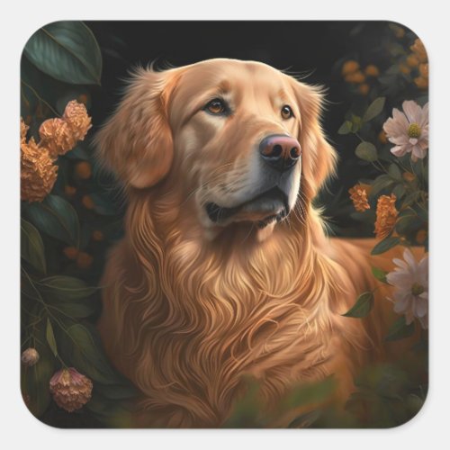 Golden Retriever in the Garden _ Sticker 