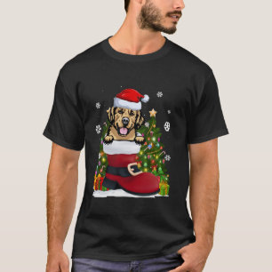 Golden Retriever in the Shoe Santa Hat Christmas S T-Shirt