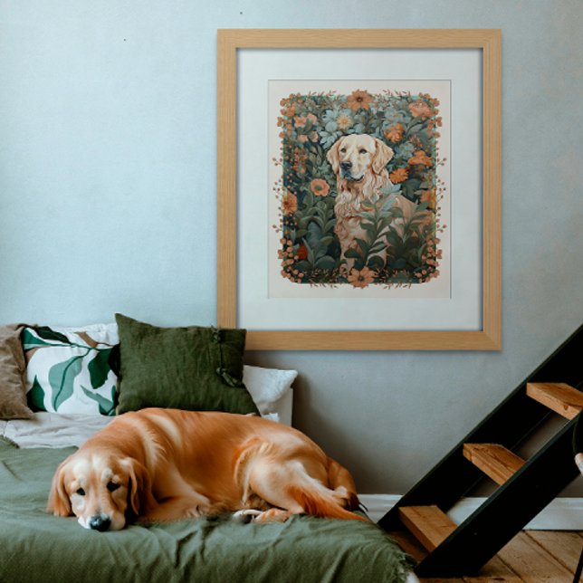 Golden Retriever in the Style of William Morris Photo Print (Creator Uploaded)