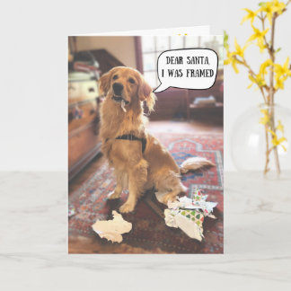 Golden Retriever in Trouble with Santa Christmas  Card
