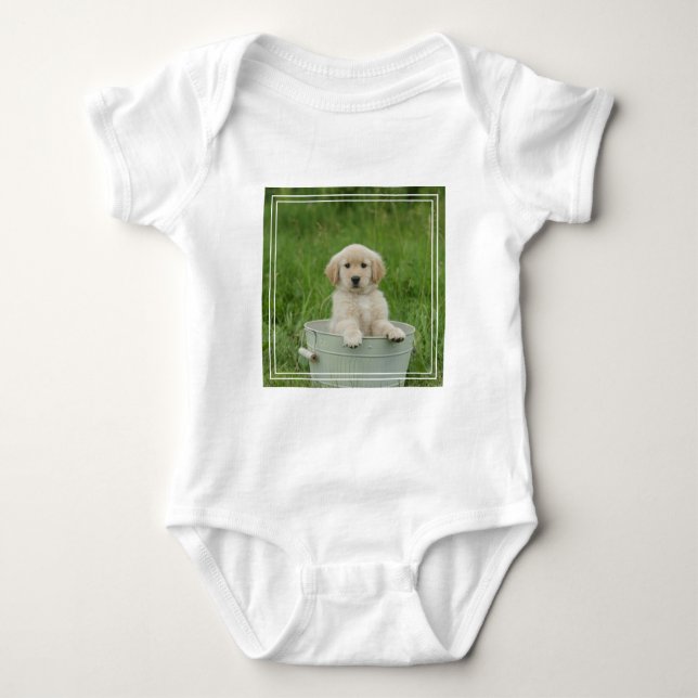 Golden Retriever In Wash Basin Baby Bodysuit (Front)