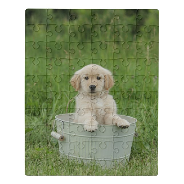 Golden Retriever In Wash Basin Jigsaw Puzzle (Puzzle Vertical)