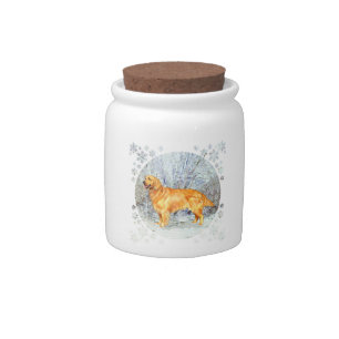 Golden Retriever in Wintertime Candy Jar
