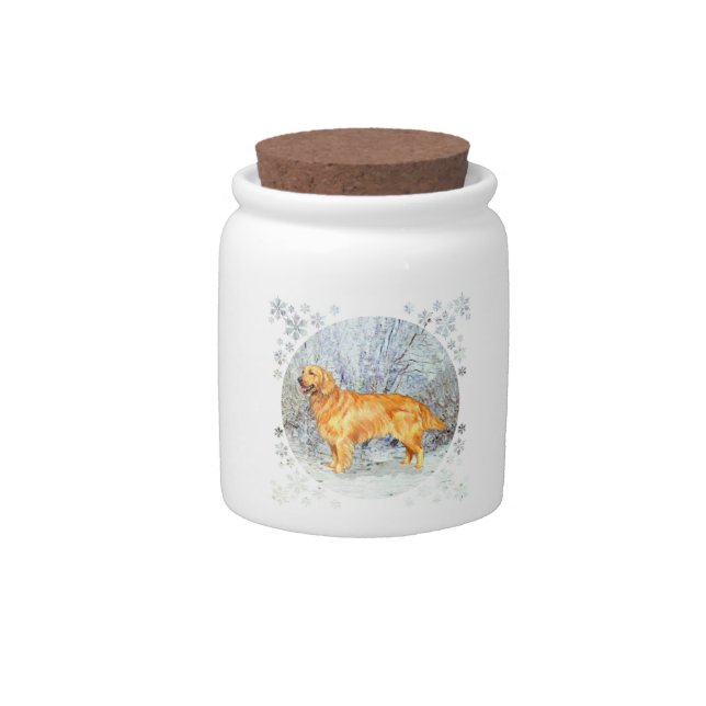 Golden Retriever in Wintertime Candy Jar (Front)