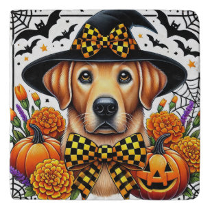 Golden Retriever in Witch Hat by Pumpkins Trivet