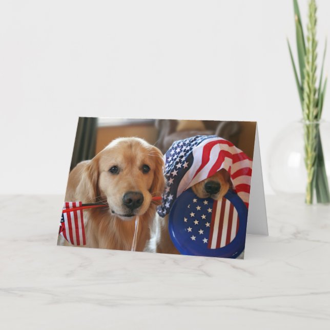 Golden Retriever Independence Day Greeting Card (Front)