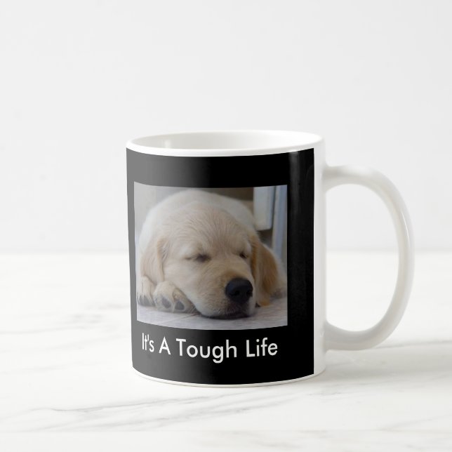 Golden Retriever It's A Tough Life Puppy Mug (Right)