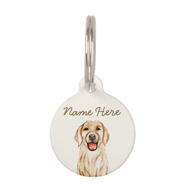 Golden Retriever Ivory Beige Pet ID Tag
