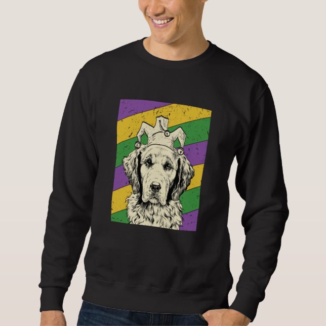 Golden Retriever Jester Mardi Gras Dog Mom or Dad Sweatshirt (Front)