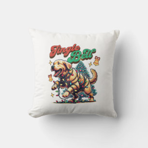 Golden Retriever Jingle Bell Santa Christmas Holid Throw Pillow