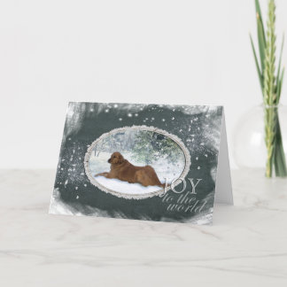 Golden Retriever - Joy To The World (Green) Holiday Card