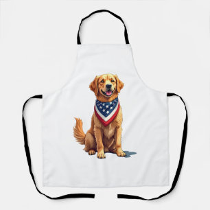 Golden Retriever July 4th Vintage Patriotic Tee 2 Apron