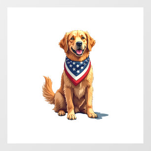 Golden Retriever July 4th Vintage Patriotic Tee 2 Floor Decals