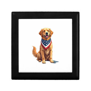 Golden Retriever July 4th Vintage Patriotic Tee 2 Gift Box