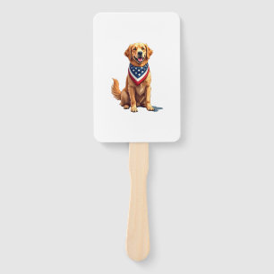 Golden Retriever July 4th Vintage Patriotic Tee 2 Hand Fan