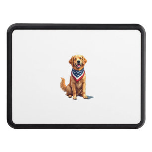 Golden Retriever July 4th Vintage Patriotic Tee 2 Hitch Cover