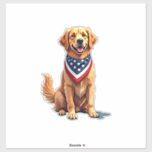 Golden Retriever July 4th Vintage Patriotic Tee 2 Sticker