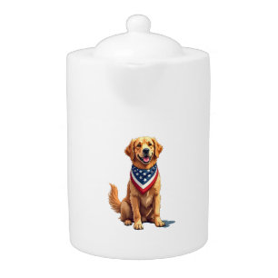 Golden Retriever July 4th Vintage Patriotic Tee 2 Teapot