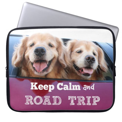 Golden Retriever Keep Calm and Road Trip Laptop Sleeve