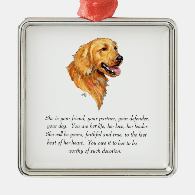Golden Retriever Keepsake Metal Ornament (Front)