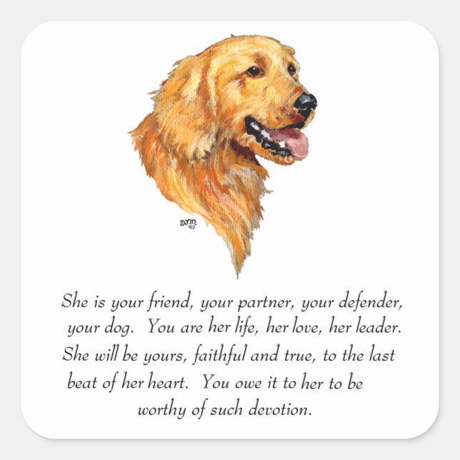Golden Retriever Keepsake Square Sticker (Front)